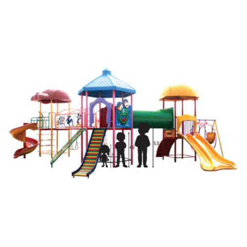 Modular Playground Equipment with Tunnel Bridge Double Slides