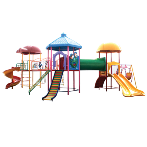 Modular Playground Equipment with Tunnel Bridge Double Slides
